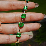 nina zhou jewelry 14k solid yellow gold The Garland 16.25 ctw Natural Tsavorite Link Bracelet (One-of-a-Kind)