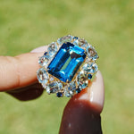 14k yellow gold Margeret London Blue Topaz Aquamarine Sapphire Cocktail Ring