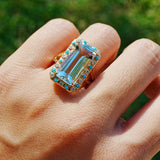 14k yellow gold Nina Zhou x Kai Tidal Laguna 7.62 ctw Guild Certified Natural Aquamarine, Turquoise & Diamond Ring (One-of-a-Kind)
