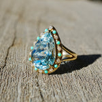 14k yellow gold Nina Zhou x Kai Tidal Laguna 5.86 ctw AIGS Certified Natural Aquamarine, Turquoise & Diamond Ring (One-of-a-Kind)