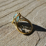 14k yellow gold Nina Zhou x Kai Tidal Laguna 5.86 ctw AIGS Certified Natural Aquamarine, Turquoise & Diamond Ring (One-of-a-Kind)
