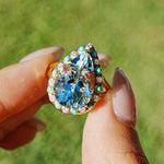 14k yellow gold Nina Zhou x Kai Tidal Laguna 5.86 ctw AIGS Certified Natural Aquamarine, Turquoise & Diamond Ring (One-of-a-Kind)