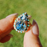 14k yellow gold Nina Zhou x Kai Tidal Laguna 5.86 ctw AIGS Certified Natural Aquamarine, Turquoise & Diamond Ring (One-of-a-Kind)