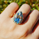 14k yellow gold Nina Zhou x Kai Tidal Laguna 5.86 ctw AIGS Certified Natural Aquamarine, Turquoise & Diamond Ring (One-of-a-Kind)
