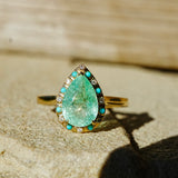 14k yellow gold Nina Zhou x Kai Tidal Laguna 2.41 ctw AIGS Certified Natural Paraiba Tourmaline, Turquoise & Diamond Ring (One-of-a-Kind)