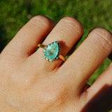 14k yellow gold Nina Zhou x Kai Tidal Laguna 2.41 ctw AIGS Certified Natural Paraiba Tourmaline, Turquoise & Diamond Ring (One-of-a-Kind)