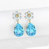 Aquamarine Diamond Blossom Topaz Drop Earrings