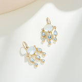 Rainy Day Natural Aquamarine Diamond Chandelier Drop Earrings 14k yellow gold 