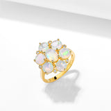 Celestial Opal Diamond Cluster Ring