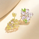 Nina Zhou Natural Morganite Peridot Diamond Blossom Earrings in 14k gold
