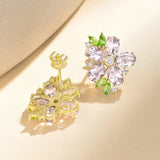 Nina Zhou Natural Morganite Peridot Diamond Blossom Earrings in 14k gold