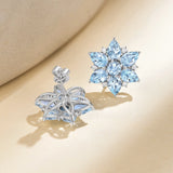 Juliet Natural Aquamarine and Diamond Snowflake Earrings in 14k gold