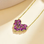Fantasy Natural 6.5ctw Rhodolite Heart Pendant Necklace in 14k gold