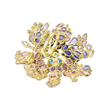 Nina Zhou Jewelry Floating Constellation 55ctw Sapphire, Aquamarine & Diamond Convertible Brooch-Ring in 14k gold (One Of A Kind)