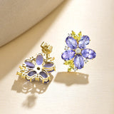 Nina Zhou Natural Tanzanite Yellow Sapphire Diamond Blossom Earrings in 14k gold