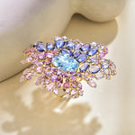 Nina Zhou Jewelry Floating Constellation 55ctw Sapphire, Aquamarine & Diamond Convertible Brooch-Ring in 14k gold (One Of A Kind)