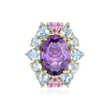 Margeret Amethyst Aquamarine Pink Sapphire Cocktail Ring