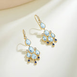 Aquamarine Sapphire Diamond Chandelier Drop Earrings