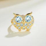 Fantasy Aquamarine Owl Ring