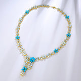 Serenity Aquamarine Turquoise Diamond Statement Necklace