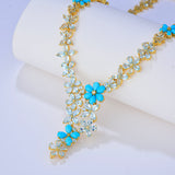 Serenity Aquamarine Turquoise Diamond Statement Necklace