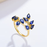 Sapphire Branch Leaves Ring