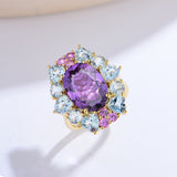 Margeret Amethyst Aquamarine Pink Sapphire Cocktail Ring