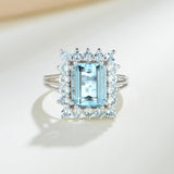 14k white gold natural Aquamarine Margeret Cocktail Ring