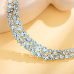 Secret Ocean Aquamarine, Topaz & Diamond Collar Necklace 14K yellow gold