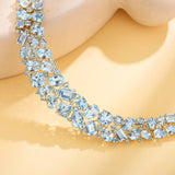 Secret Ocean Aquamarine, Topaz & Diamond Collar Necklace 14K yellow gold