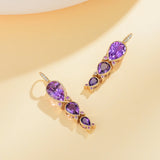 Lily of the Valley Purple Amethyst, Pink Sapphire & Diamond Drop Earrings