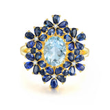 Aquamarine Sapphire Diamond Blossom Cocktail Ring