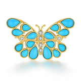 Butterfly Turquoise Diamond Brooch