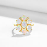 Celestial Opal Diamond Cluster Ring