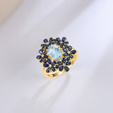 Aquamarine Sapphire Diamond Blossom Cocktail Ring