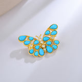 Butterfly Turquoise Diamond Brooch