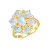 Celestial Opal Diamond Cluster Ring