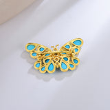 Butterfly Turquoise Diamond Brooch