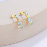 Aquamarine Moonstone diamond Earrings