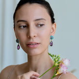 Turquoise Amethyst Diamond Drop Earrings