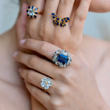 Margeret London Blue Topaz Aquamarine Sapphire Cocktail Ring