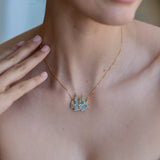 Fantasy Aquamarine Diamond Castle Pendent Necklace