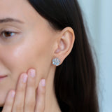 Aquamarine Diamond Forget-me-Not Flower Earrings