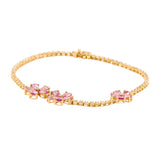 Pink Sapphire Cherry Blossom Diamond Tennis Bracelet