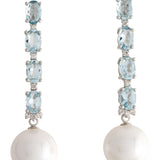 Hailey Aquamarine Diamond Pearl Convertible Drop Earrings