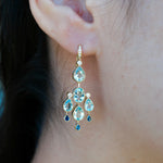 Aquamarine Sapphire Diamond Chandelier Drop Earrings