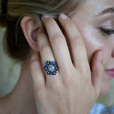Aquamarine Sapphire Diamond Blossom Cocktail Ring
