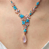 Symphony Turquoise Moonstone Diamond Statement Necklace