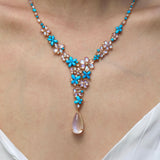 Symphony Turquoise Moonstone Diamond Statement Necklace