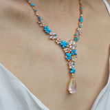 Symphony Turquoise Moonstone Diamond Statement Necklace